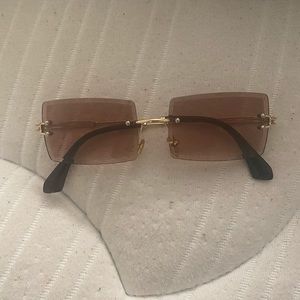 Brown Rimless Sunglasses